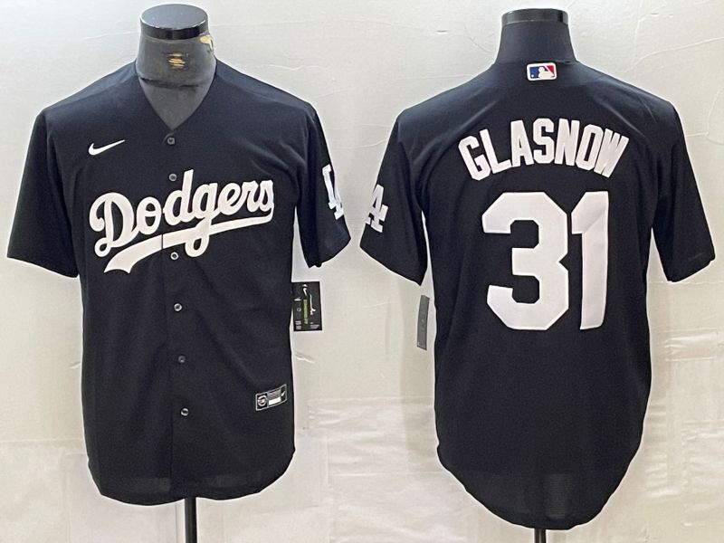 Men Los Angeles Dodgers #31 Glasnow Black Nike Game MLB Jersey style 2